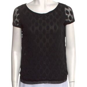 Jean Paul Gaultier Soleil Fuzzi Black on Black Dots Mesh Top Made in Italy XS